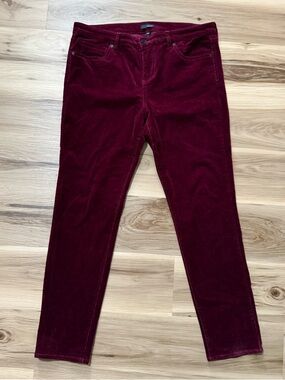 Edison Maroon Suede-Look Skinny Pants Size 33 | Soft Stretch Zip & Button